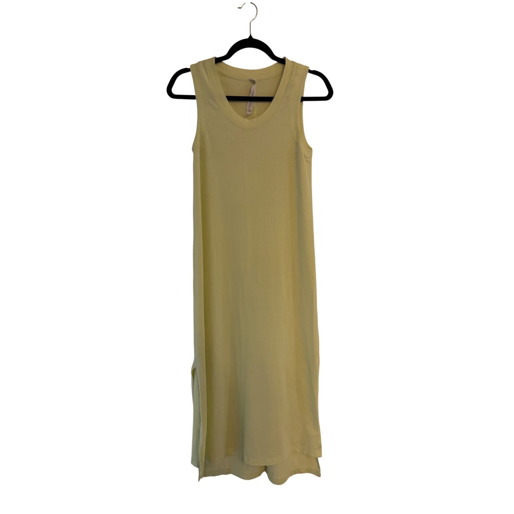 Lululemon Love Tank Dress Yellow/Lime Green Pima Cotton Midi Sleeveless Size 2